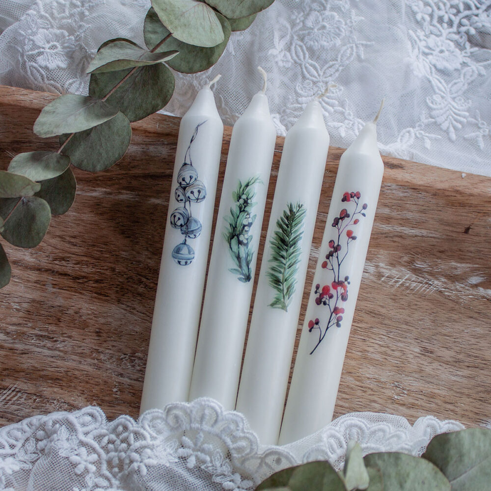 Wasserschiebefolie für Kerzen A5, Weihnachtsdeko Mrs. Farbenfroh