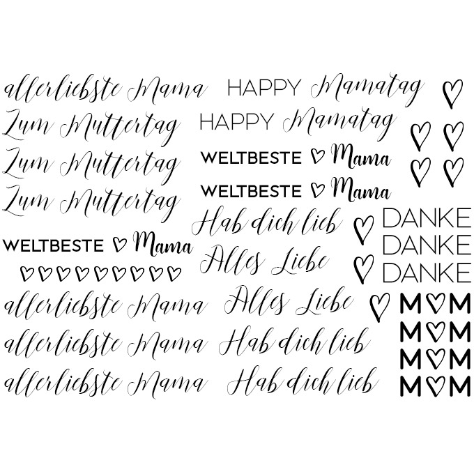 Wasserschiebefolie für Kerzen A5, Muttertag sw