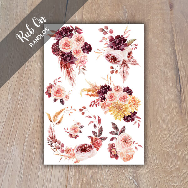 Rub-On Randlos Autumn Bloom 01, DIN A6, Rubon, Rub Ons, Rubbelsticker, für Glas, Holz, Raysin u.v.m.