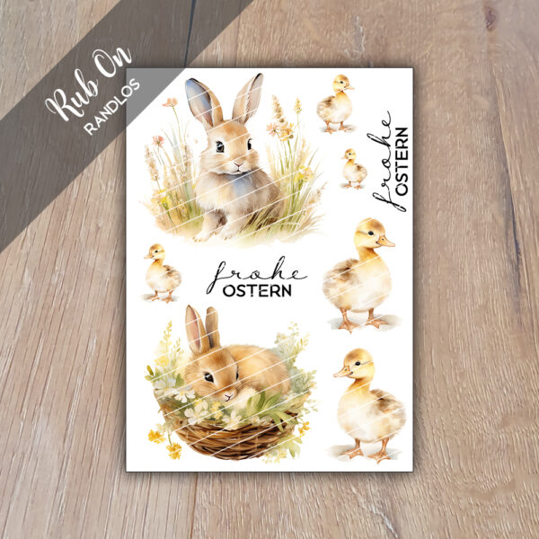 Rub-On Randlos Hase 01, DIN A6, Rubon, Rub Ons, Rubbelsticker, für Glas, Holz, Raysin u.v.m.
