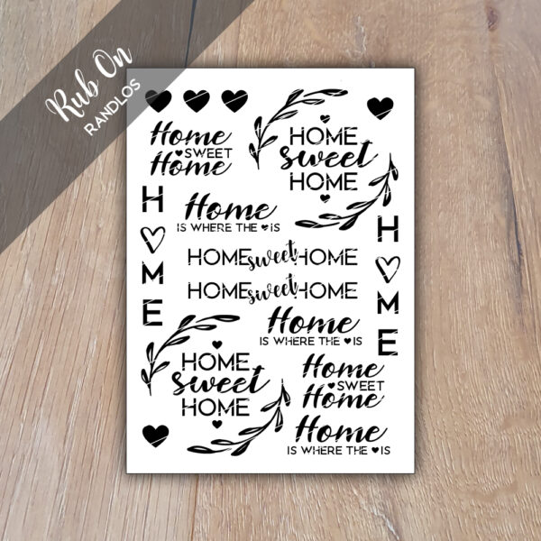 Rub-On Randlos Home 01, DIN A6, Rubon, Rub Ons, Rubbelsticker, für Glas, Holz, Raysin u.v.m.