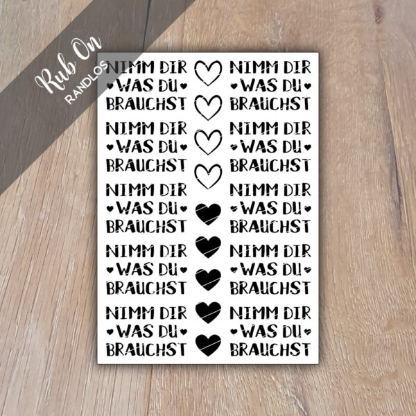 Rub-On Randlos Nimm dir 01, DIN A6, Rubon, Rub Ons, Rubbelsticker, für Glas, Holz, Raysin u.v.m.