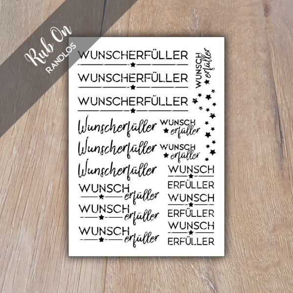 Rub-On Randlos Wunscherfüller 01, DIN A6, Rubon, Rub Ons, Rubbelsticker, für Glas, Holz, Raysin u.v.m.