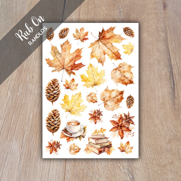 Rub-On Randlos Herbst Blätter, DIN A6, Rubon, Rub Ons, Rubbelsticker, für Glas, Holz, Raysin u.v.m.