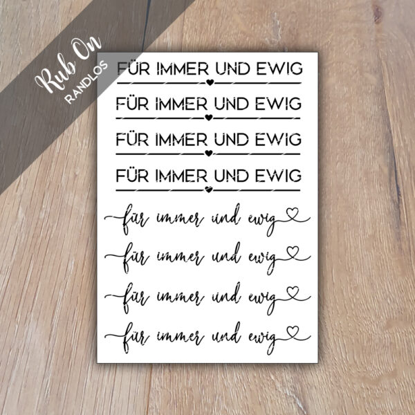 Rub-On Randlos Für immer und Ewig einzeln 01, Rubon, Rub Ons, Rubbelsticker, für Glas, Holz, Raysin u.v.m.