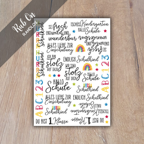 Rub-On Sticker Schulkind 01, DIN A5, Randlos, Rubon, Rub Ons, Rubbelsticker, für Glas, Holz, Raysin u.v.m.
