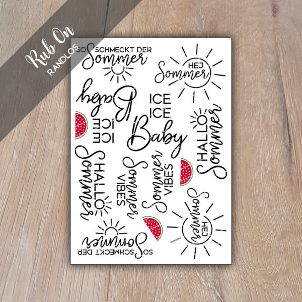Rub-On Randlos Sommer 01, DIN A6, Rubon, Rub Ons, Rubbelsticker, für Glas, Holz, Raysin u.v.m.