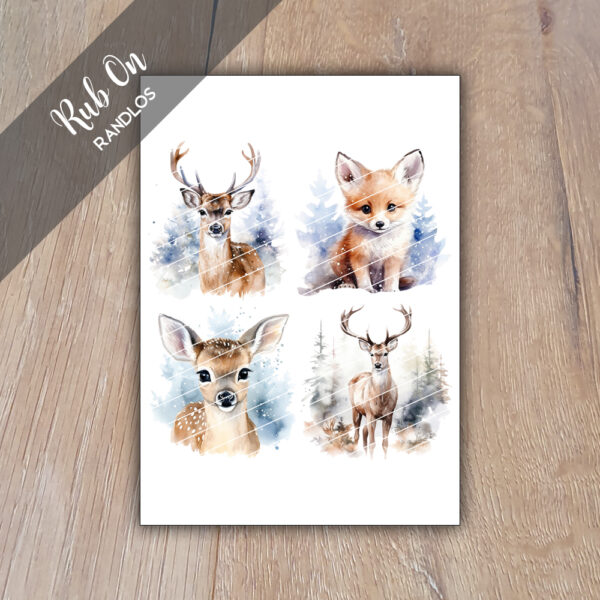 Rub-On Randlos Waldtiere Winter 01, Rubon, Rub Ons, Rubbelsticker, für Glas, Holz, Raysin u.v.m.