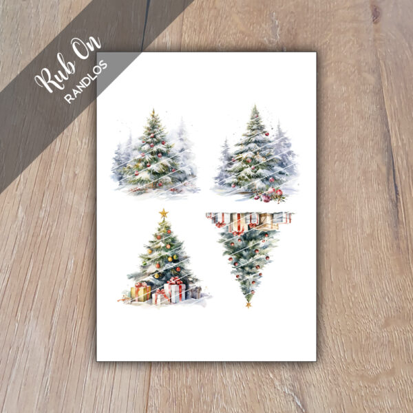 Rub-On Randlos Weihnachtsbaum, rot, Rubbelsticker, für Glas, Holz, Raysin u.v.m.