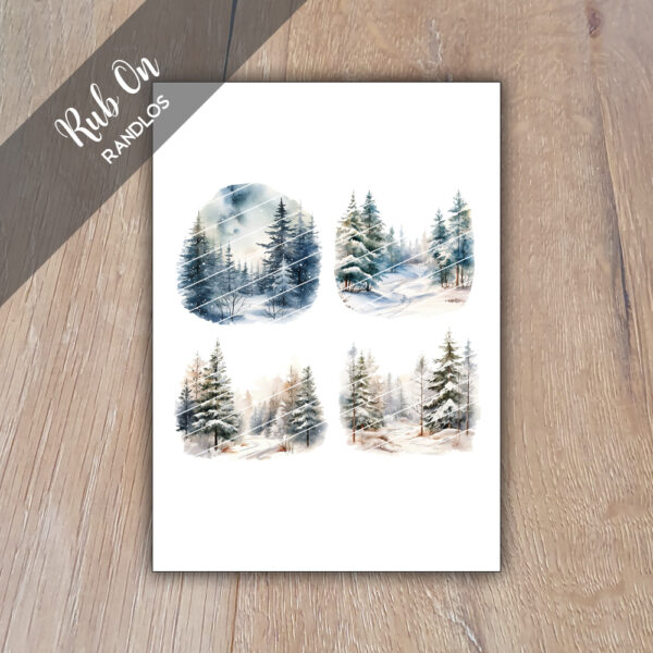 Rub-On Randlos Winter Landschaft, Rubbelsticker, für Glas, Holz, Raysin u.v.m.