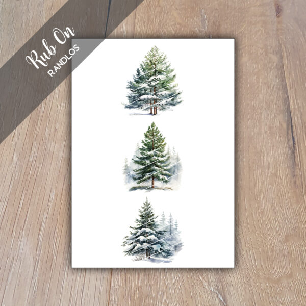 Rub-On Randlos Winter Tanne, Rubbelsticker, für Glas, Holz, Raysin u.v.m.