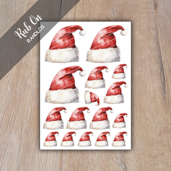Rub-On Randlos Nikolaus Mütze 01, DIN A6, Rubon, Rub Ons, Rubbelsticker, für Glas, Holz, Raysin u.v.m.