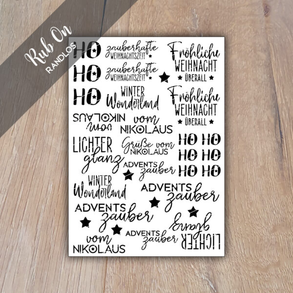 Rub-On Randlos Weihnachtsgrüße 01, DIN A5, Rubon, Rub Ons, Rubbelsticker, für Glas, Holz, Raysin u.v.m.