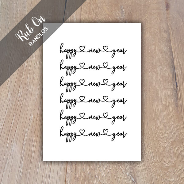 Rub-On Sticker happy new year 01, Randlos, Rub Ons, Rubbelsticker, für Glas, Holz, Raysin u.v.m.