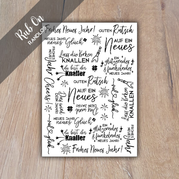 Rub-On Randlos Silvester 02, DIN A5, Rubon, Rub Ons, Rubbelsticker, für Glas, Holz, Raysin u.v.m.
