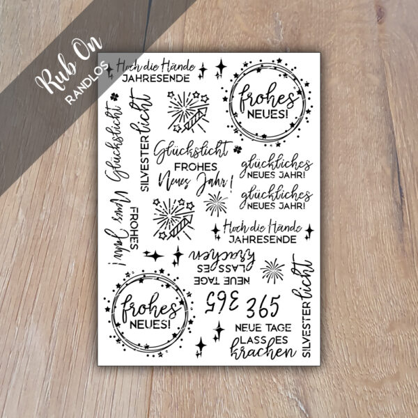 Rub-On Randlos Silvester 03, DIN A5, Rubon, Rub Ons, Rubbelsticker, für Glas, Holz, Raysin u.v.m.