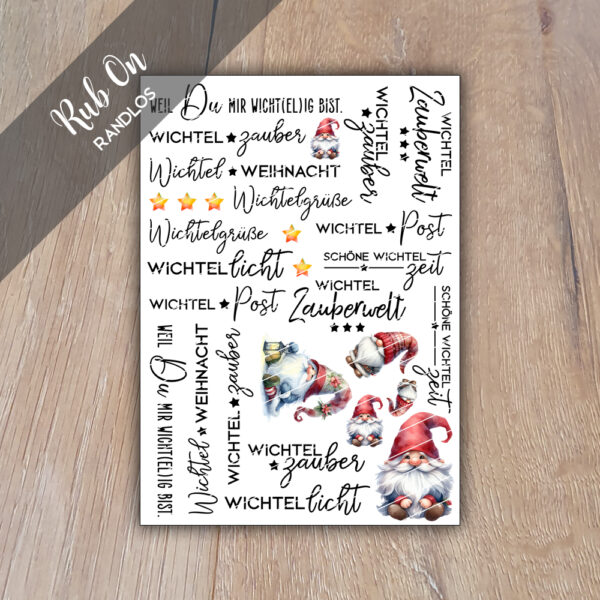 Rub-On Randlos Wichtel 01, DIN A5, Rubon, Rub Ons, Rubbelsticker, für Glas, Holz, Raysin u.v.m.