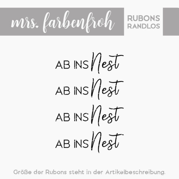 Rub-On Sticker Ab ins Nest 01, Rubon, Randlos, Rub Ons, Rubbelsticker, für Glas, Holz, Raysin u.v.m.