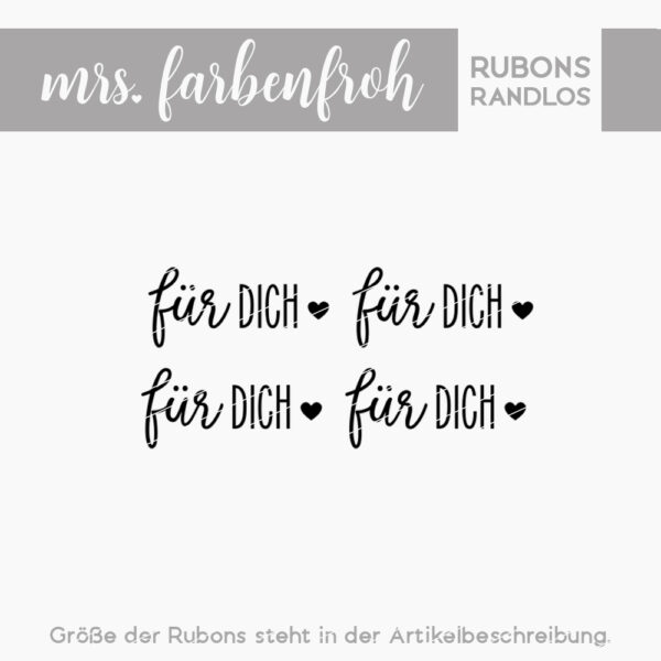 Rub-On Sticker Für dich 01, Rubon, Randlos, Rub Ons, Rubbelsticker, für Glas, Holz, Raysin u.v.m.