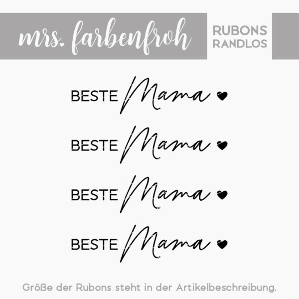 Rub-On Sticker Beste Mama 01, Rubon, Randlos, Rub Ons, Rubbelsticker, für Glas, Holz, Raysin u.v.m.