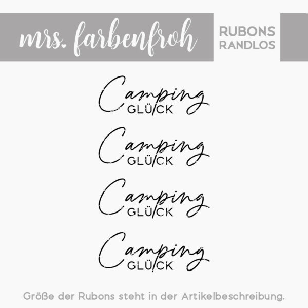 Rub-On Sticker Camping Glück 02, Rubon, Randlos, Rub Ons, Rubbelsticker, für Glas, Holz, Raysin u.v.m.