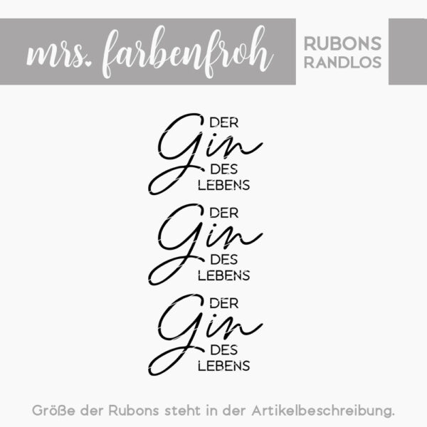 Rub-On Sticker Der Gin des Lebens 01, Rubon, Randlos, Rub Ons, Rubbelsticker, für Glas, Holz, Raysin u.v.m.