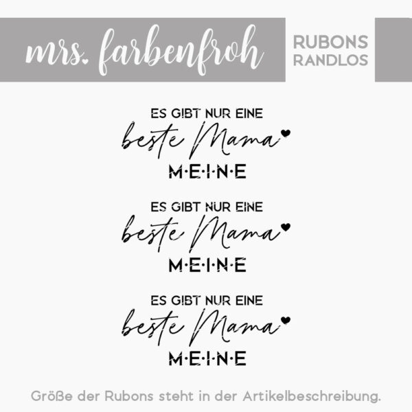 Rub-On Sticker Es gibt nur eine beste Mama meine 01, Rubon, Randlos, Rub Ons, Rubbelsticker, für Glas, Holz, Raysin u.v.m.