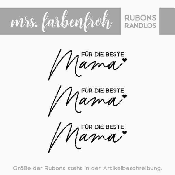Rub-On Sticker Für die beste Mama 01, Rubon, Randlos, Rub Ons, Rubbelsticker, für Glas, Holz, Raysin u.v.m.