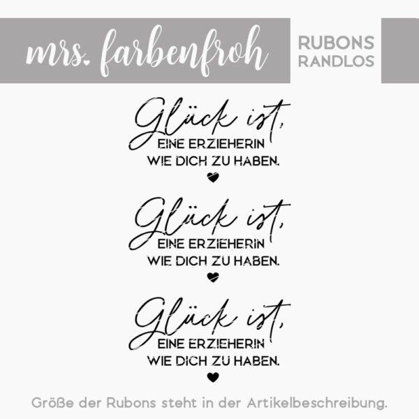 Rub-On Sticker Glück ist, eine Erzieherin wie dich zu haben 01, Rubon, Randlos, Rub Ons, Rubbelsticker, für Glas, Holz, Raysin u.v.m.