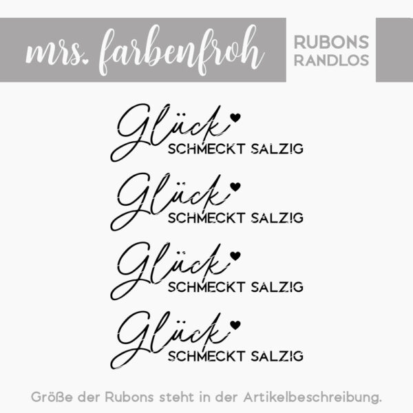 Rub-On Sticker Das Glück schmeckt salzig 02, Rubon, Randlos, Rub Ons, Rubbelsticker, für Glas, Holz, Raysin u.v.m.