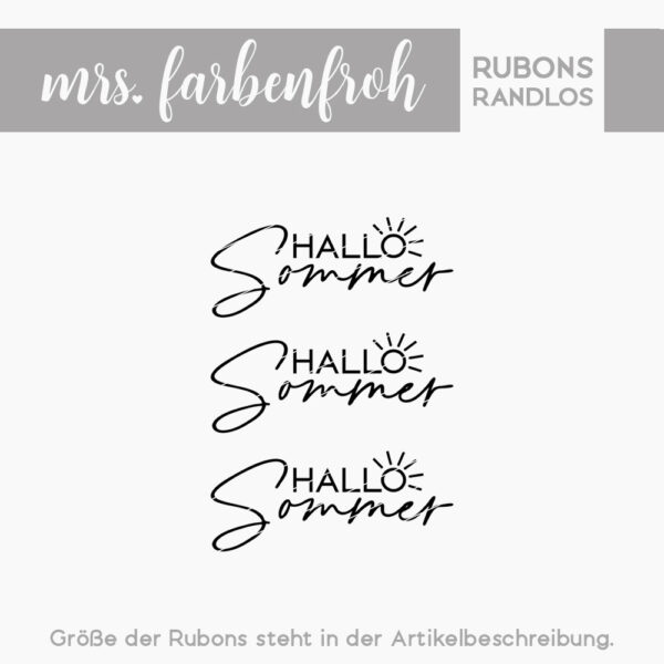 Rub-On Sticker Hallo Sommer 01, Rubon, Randlos, Rub Ons, Rubbelsticker, für Glas, Holz, Raysin u.v.m.