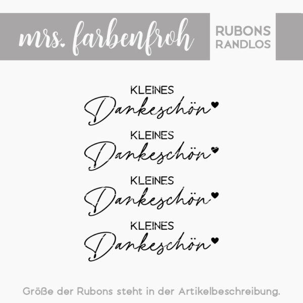 Rub-On Sticker Kleines Dankeschön 02, Rubon, Randlos, Rub Ons, Rubbelsticker, für Glas, Holz, Raysin u.v.m.