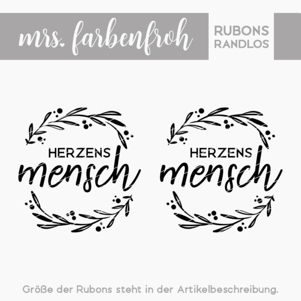 Rub-On Sticker Kranz Herzensmensch 01, Rubon, Randlos, Rub Ons, Rubbelsticker, für Glas, Holz, Raysin u.v.m.