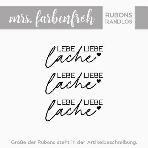 Rub-On Sticker Lebe Liebe Lache 02, Rubon, Randlos, Rub Ons, Rubbelsticker, für Glas, Holz, Raysin u.v.m.