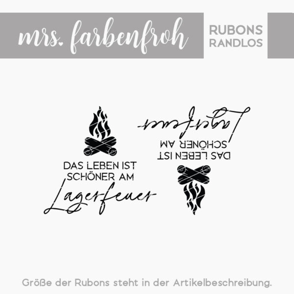 Rub-On Sticker Das Leben ist schöner am Lagerfeuer 01, Rubon, Randlos, Rub Ons, Rubbelsticker, für Glas, Holz, Raysin u.v.m.