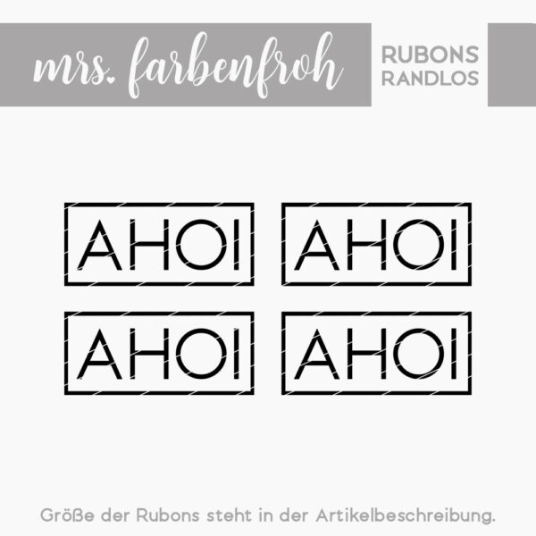 Rub-On Sticker Rahmen Ahoi 01, Rubon, Randlos, Rub Ons, Rubbelsticker, für Glas, Holz, Raysin u.v.m.