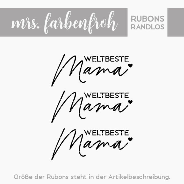 Rub-On Sticker Weltbeste Mama 01, Rubon, Randlos, Rub Ons, Rubbelsticker, für Glas, Holz, Raysin u.v.m.