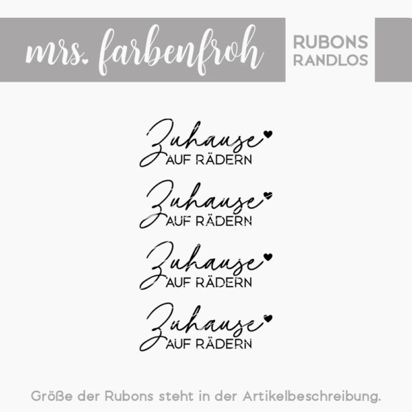 Rub-On Sticker Zuhause auf Rädern 01, Rubon, Randlos, Rub Ons, Rubbelsticker, für Glas, Holz, Raysin u.v.m.