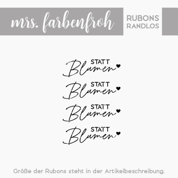 Rub-On Sticker Statt Blumen  01, Rubon, Randlos, Rub Ons, Rubbelsticker, für Glas, Holz, Raysin u.v.m.