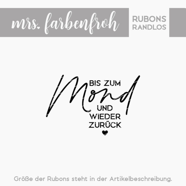 Rub-On Sticker Bis zum Mond und wieder zurück 01, Rubon, Randlos, Rub Ons, Rubbelsticker, für Glas, Holz, Raysin u.v.m.