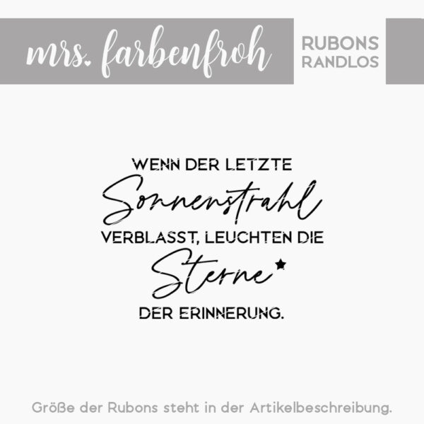 Rub-On Sticker Wenn der letzte Sonnenstrahl verblasst 01, Rubon, Randlos, Rub Ons, Rubbelsticker, für Glas, Holz, Raysin u.v.m.