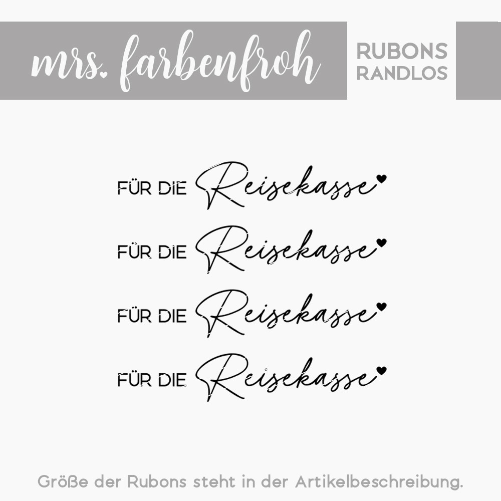 Rub-On Sticker Für die Reisekasse 01, Rubon, Randlos, Rub Ons, Rubbelsticker, für Glas, Holz, Raysin u.v.m.