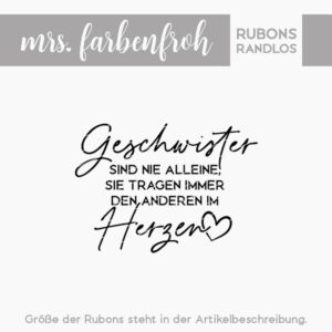 Rub-On Sticker Geschwisterliebe 01, Rubon, Randlos, Rub Ons, Rubbelsticker, für Glas, Holz, Raysin u.v.m.