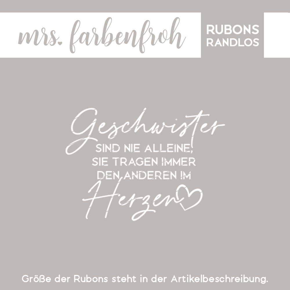 Rub-On Sticker Geschwisterliebe 01, Rubon, Randlos, Rub Ons, Rubbelsticker, für Glas, Holz, Raysin u.v.m. – Bild 2