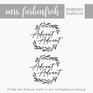 Rub-On Sticker Kranz Advent Advent 01, Rubon, Randlos, Rub Ons, Rubbelsticker, für Glas, Holz, Raysin u.v.m.