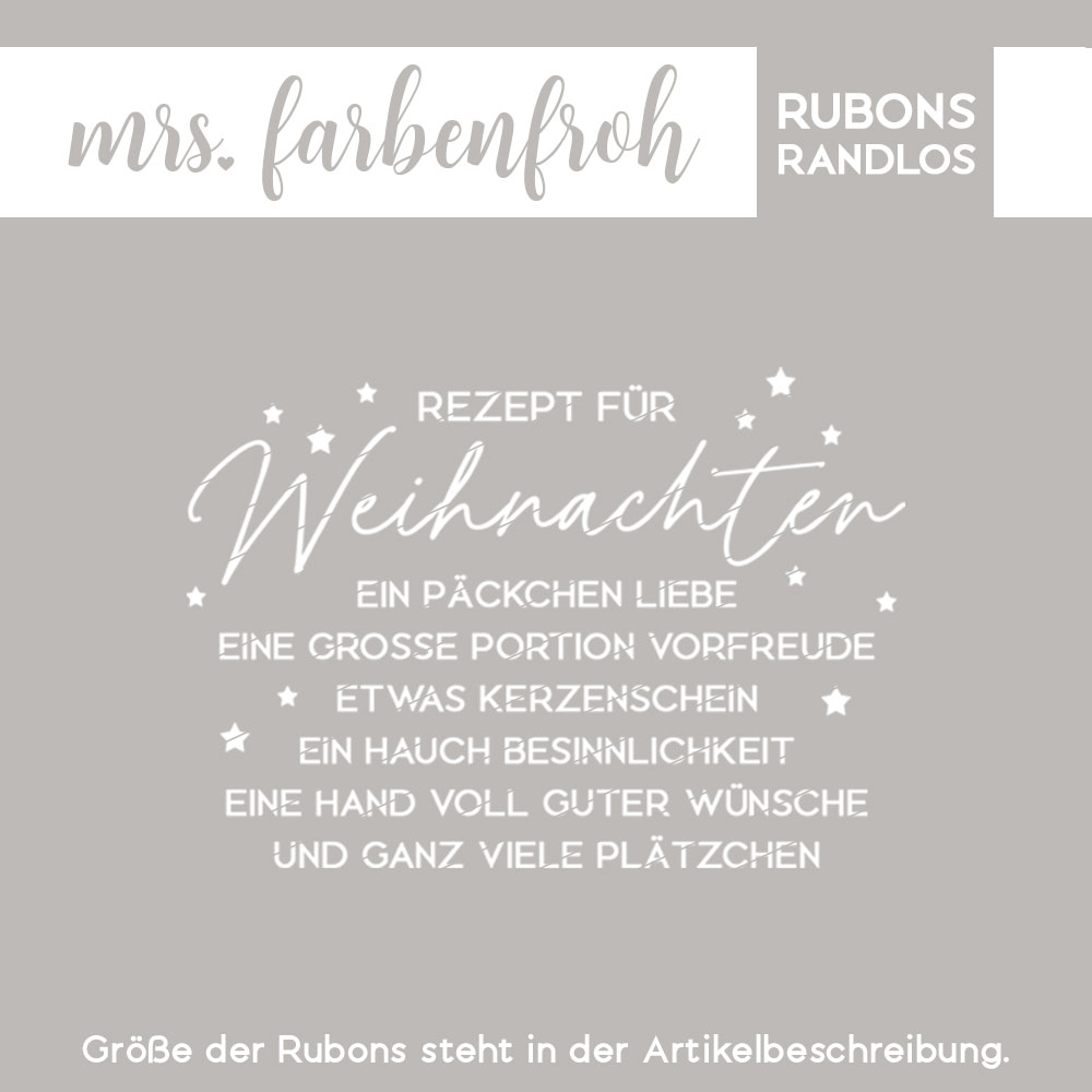 Rub-On Sticker Rezept für Weihnachten 01, Rubon, Randlos, Rub Ons, Rubbelsticker, für Glas, Holz, Raysin u.v.m. – Bild 2