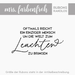 Rub-On Sticker Oftmals reicht ein einziger Mensch 01, Rubon, Randlos, Rub Ons, Rubbelsticker, für Glas, Holz, Raysin u.v.m.