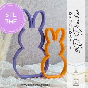 Hase Aufsteller 01 – 3D Datei STL 3MF | Deko zum 3D Drucken | Digitale Datei | Deko 3D Druck | Inkl. kleiner Gewerbelizenz