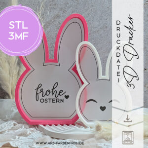 Hasenkopf Aufsteller 01 – 3D Datei STL 3MF | Deko zum 3D Drucken | Digitale Datei | Deko 3D Druck | Inkl. kleiner Gewerbelizenz und PDF Druckvorlage
